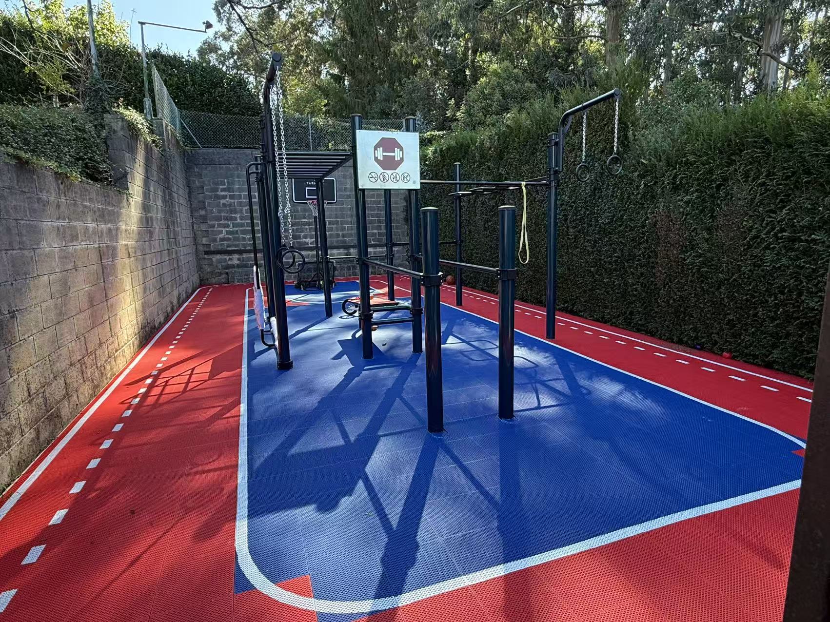 Completed modular flooring and outdoor training area